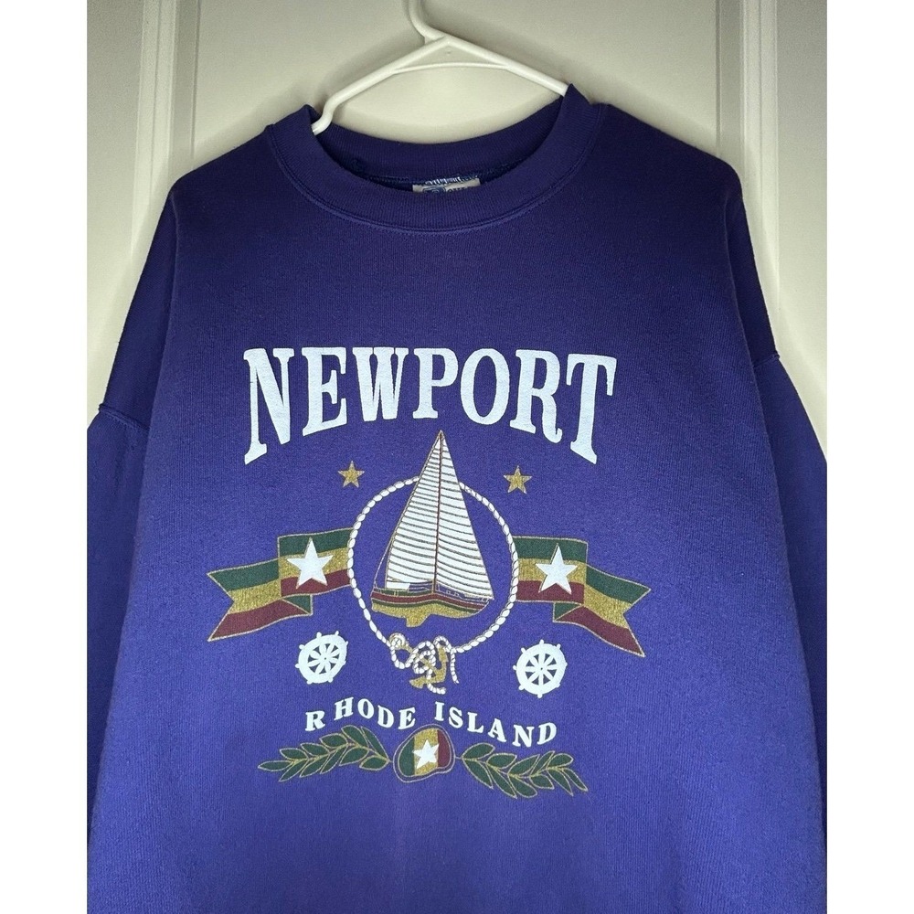 Vintage 90's Newport Rhode Island Nautical Sailboat Textured Graphic‎ Sweatshirt